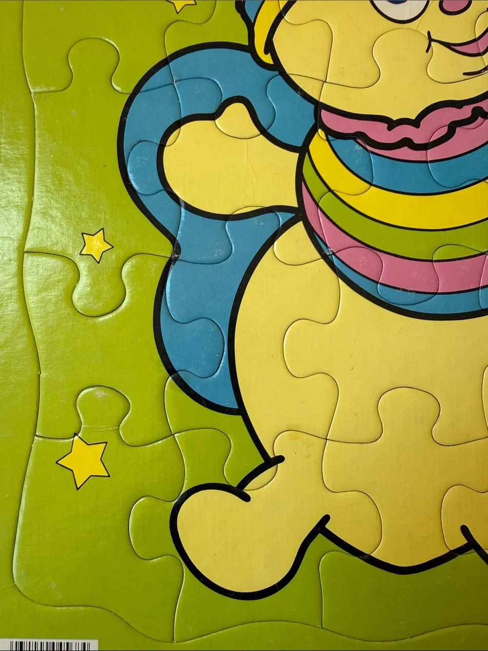 Vintage 1985 GLO Friends GLO Bug cardboard tray puzzle GLO Worm 25 pc